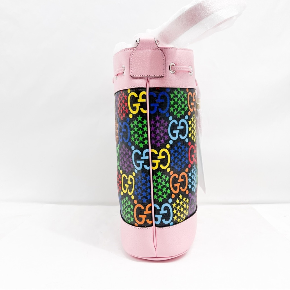 Gucci Psychedelic Multicolor Print Bucket Bag Pink with Drawstring - Picture 8 of 16